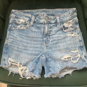 American Eagle Outfitters Light Blue Distressed Jean Shorts
